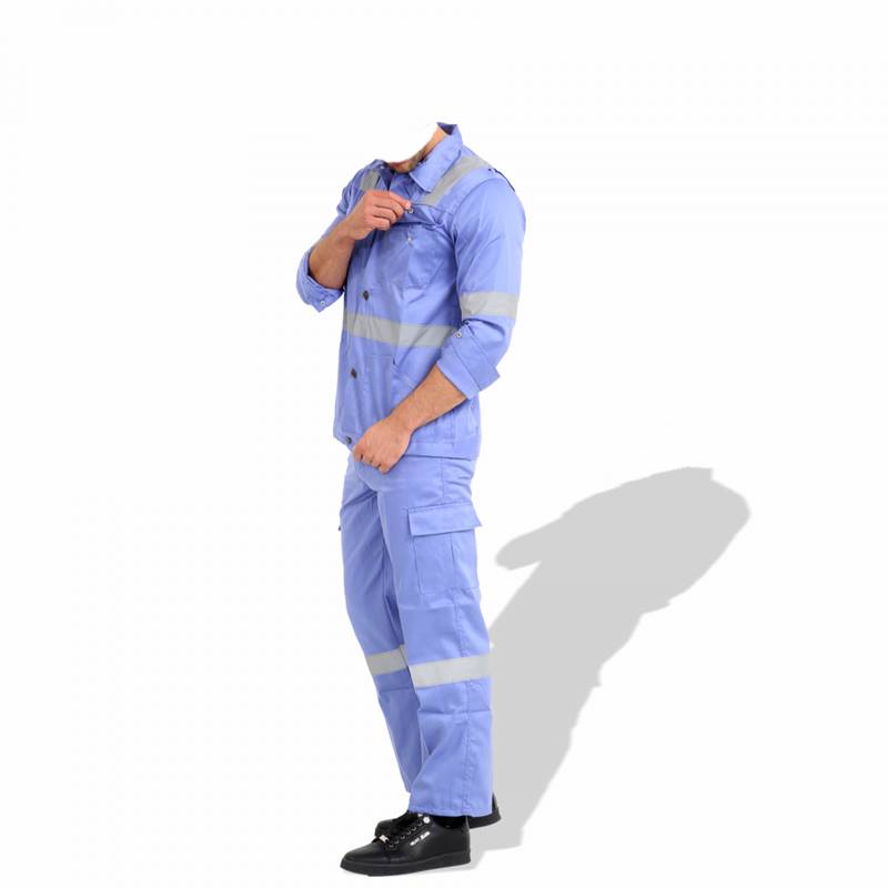 pr twill cotton coverall light blue side